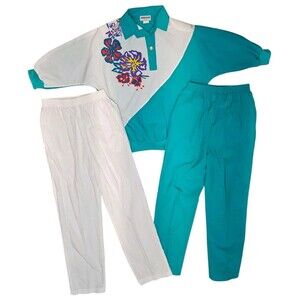 Vintage 80s Womens S Grandmacore Tracksuit 3 Piece Bonnie Blair Top Pants Outfit